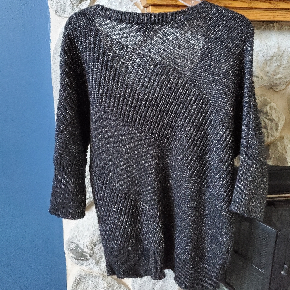 Black Silver Sparkle Sweater Worthington size XL - Picture 2 of 13